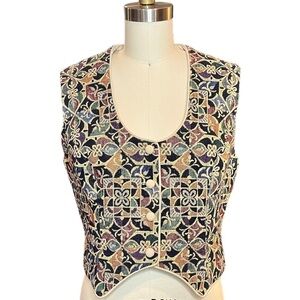Vintage Hobby Horse Clothing Company Tapestry Brocade Vest Large EUC